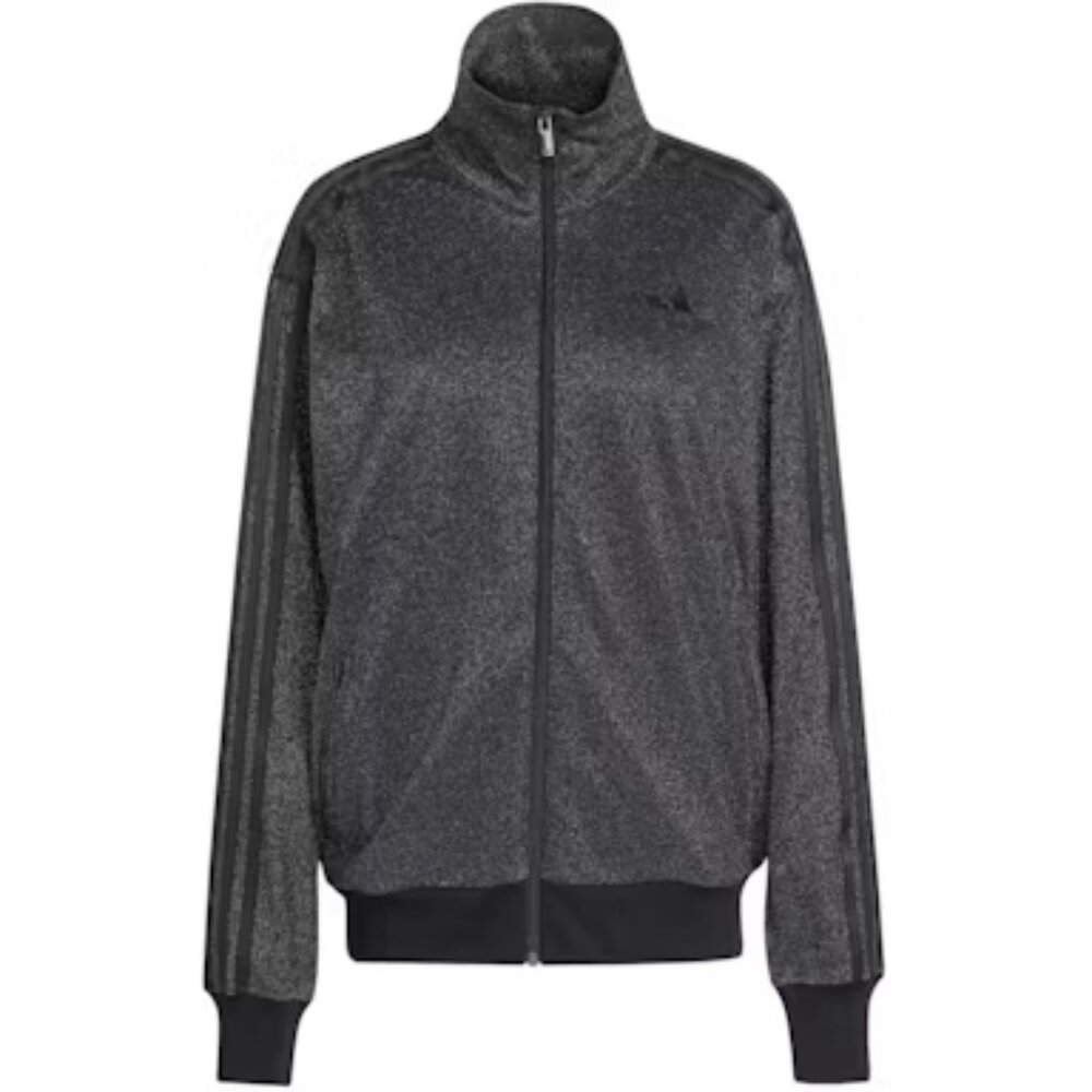 adidas Women's Lurex Firebird Track Top Black/Silver Metallic